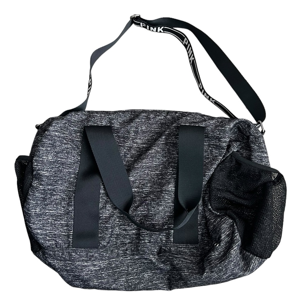 PINK Victoria's Secret Gym Bag Gray Adjustable Straps - Picture 2 of 7